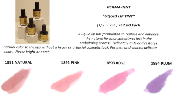 Derma-Pro Mortuary Cosmetics Makeup Derma-Tint Liquitd Lip Tint